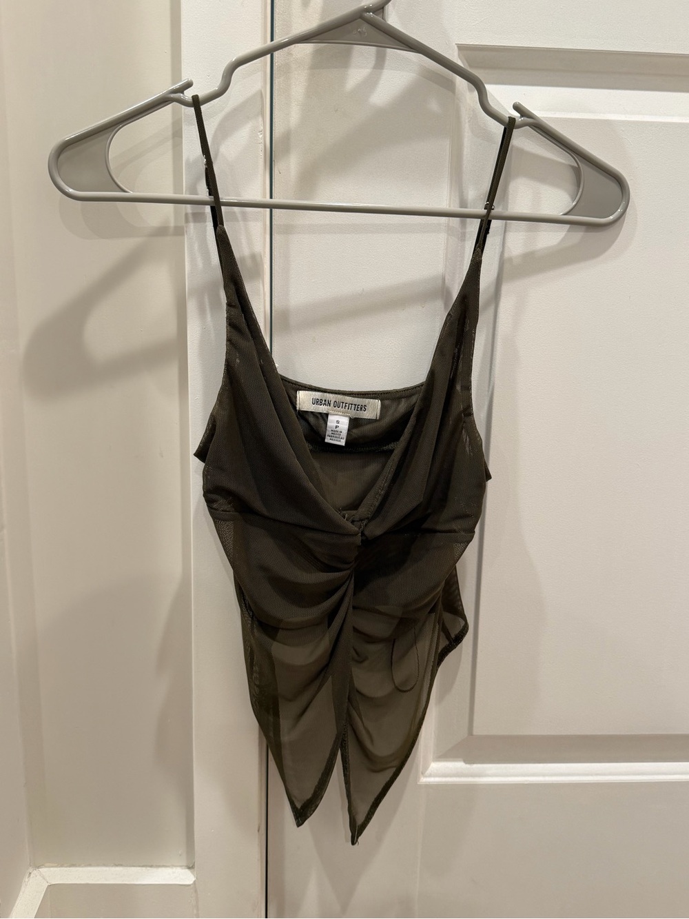 Urban Outfitters Olive Mesh Ruched Cami Tank